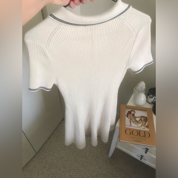 NWT GAP Rib Sweater Polo Mini Dress Cream Knit Polo Dress Ivory Zip Collar Small - Picture 5 of 8